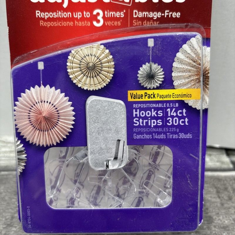 3M Command Adjustables Clear Repositionable 14 Hooks 30 Strips, 0.5-lb Hold {23} gallery