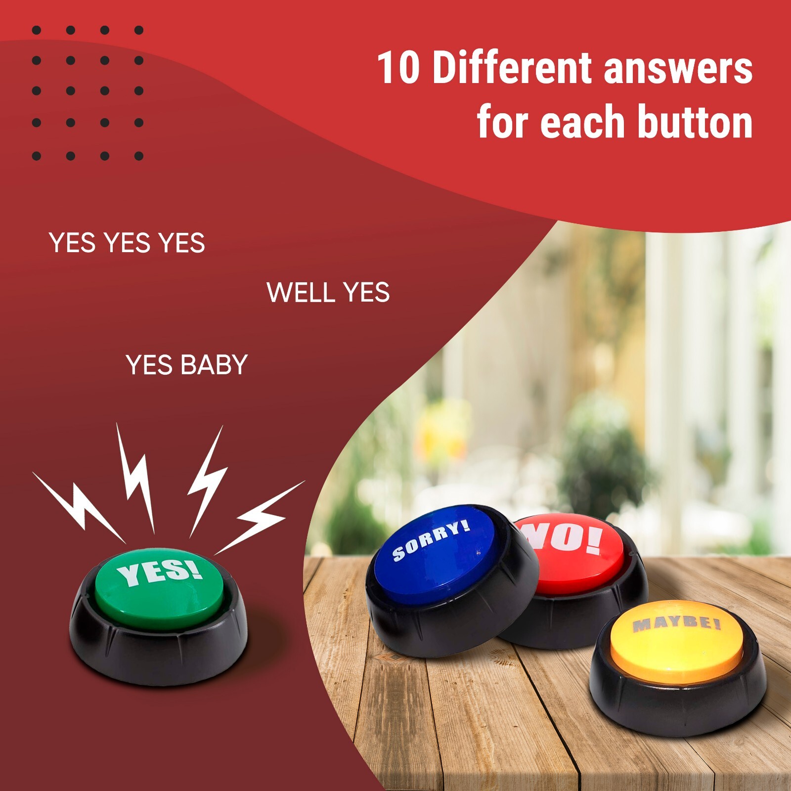 Yes No Button & Maybe Sorry Button, Yes No Button with sound, Answer Buzzers gallery