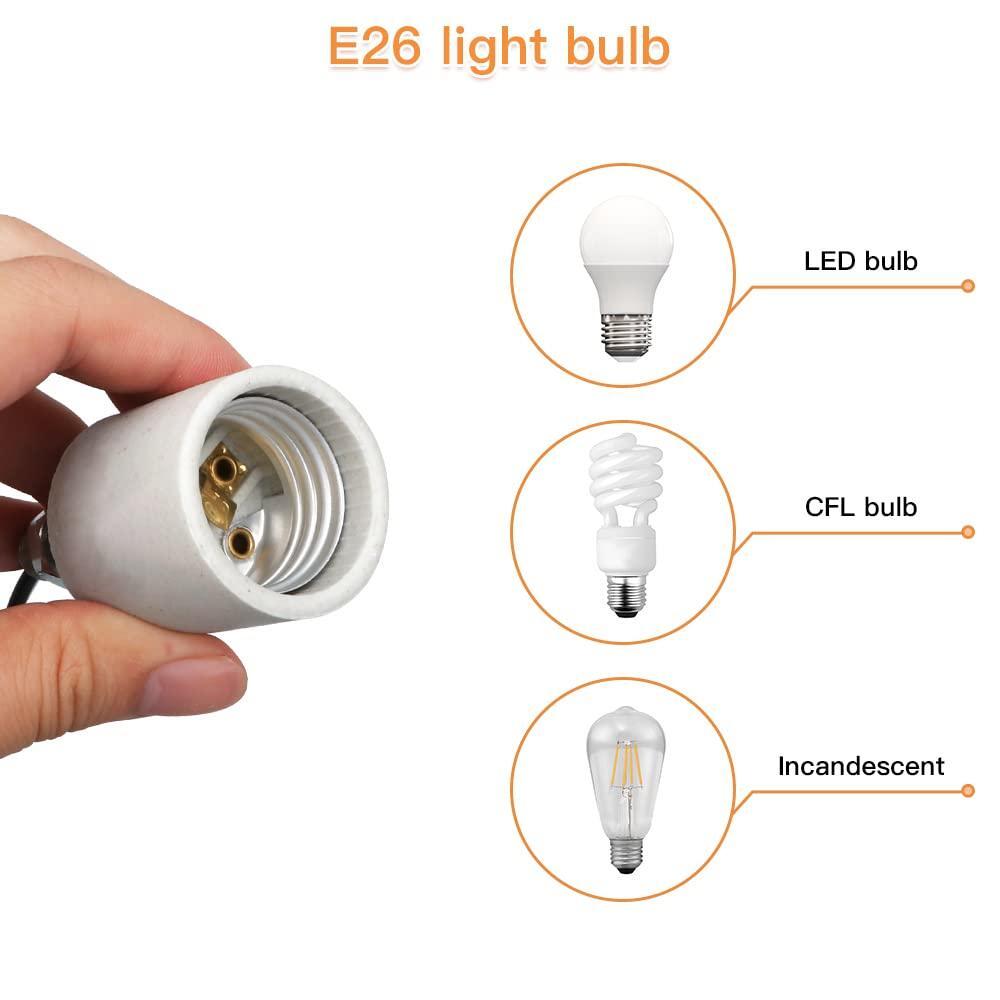 Ceramic E26 Medium Socket Holder Lamp Fixture with 18-AWG Wire gallery