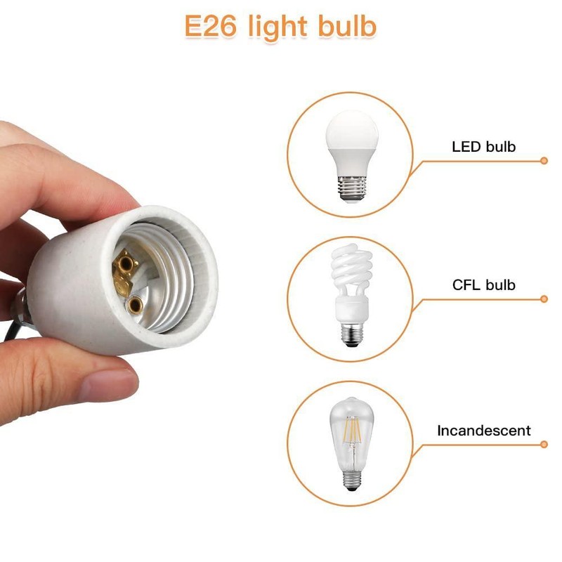 Ceramic E26 Medium Socket Holder Lamp Fixture with 18-AWG Wire gallery