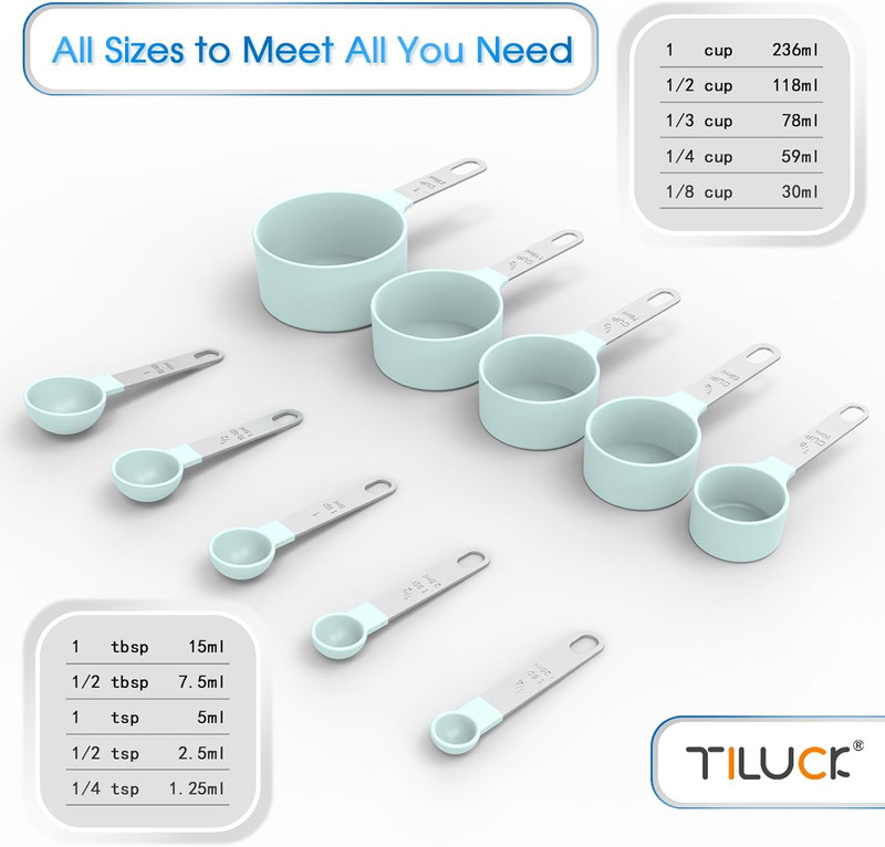 TILUCK Measuring Cups & Spoons Set, Stackable Cups and Spoons, Nesting Measure C gallery