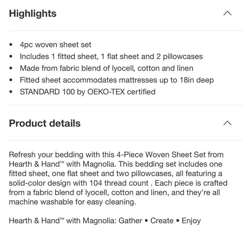 4pc Queen Woven Sheet Set Blue - Hearth & Hand with Magnolia NEW gallery