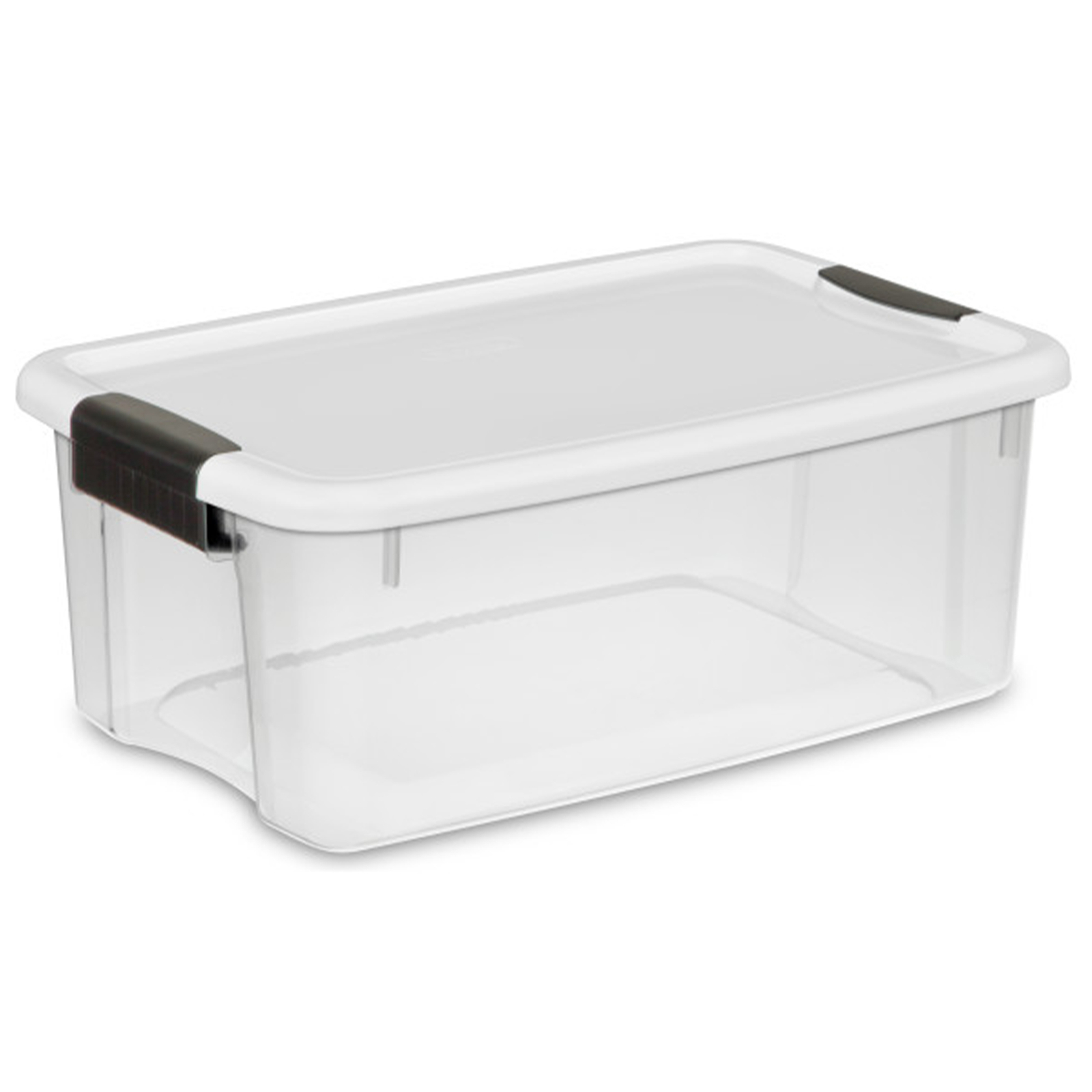 Sterilite 18 Qt Clear Plastic Stackable Storage Bin w/ White Latch Lid, (6 Pack) gallery