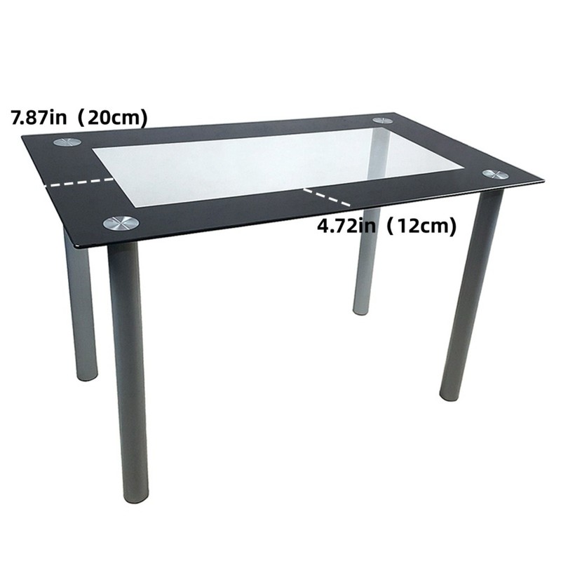 5pcs Dining Set - Tempered Glass Table ,4 Black PU Leather Chairs & Steel Legs gallery