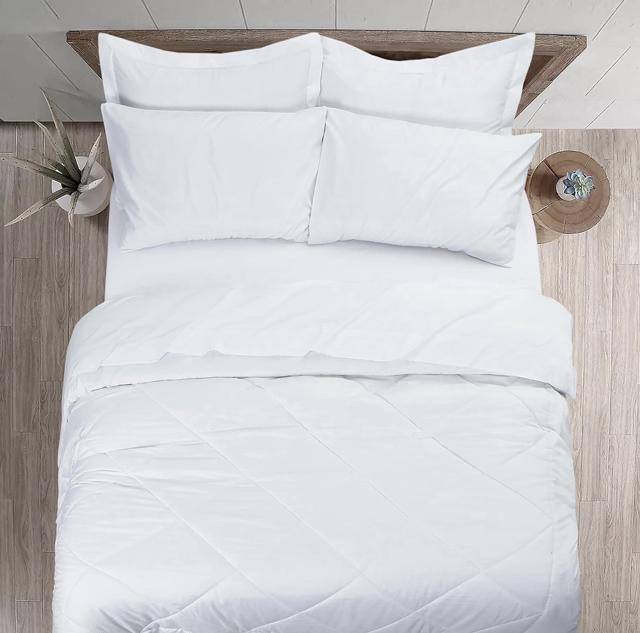 EnvioHome 7 Piece Comforter Set with Sheets & Pillowcases, Queen, White, New gallery