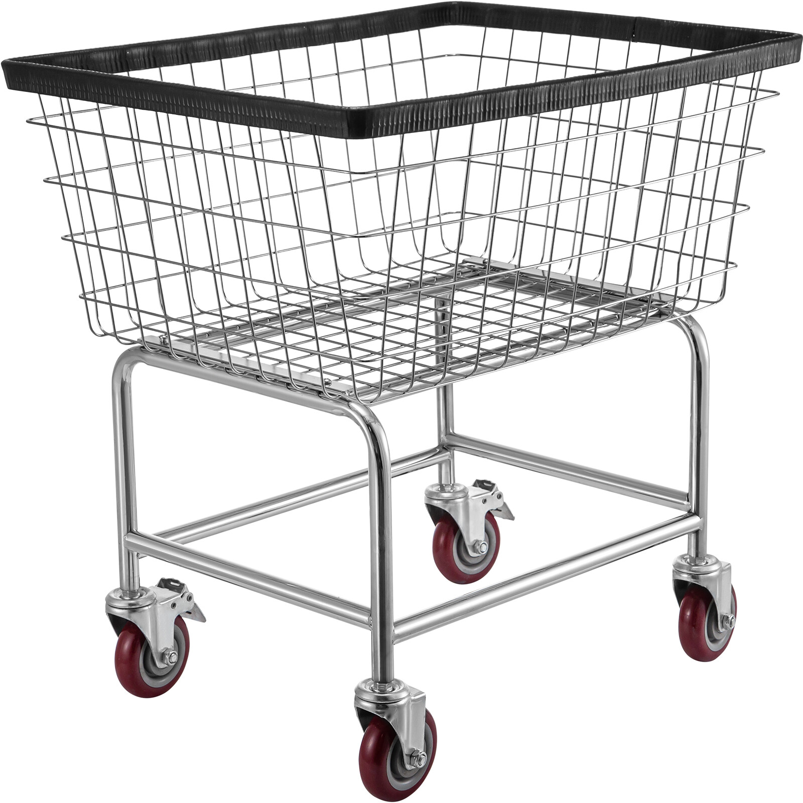 VEVOR Wire Laundry Cart Wire Laundry Basket 2.5 Bushel Heavy Duty w/ 4'' Wheels gallery