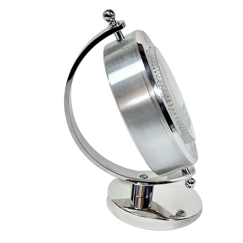 Seiko World Time Globe Desk Table Clock Silver-Tone QHG106S New gallery