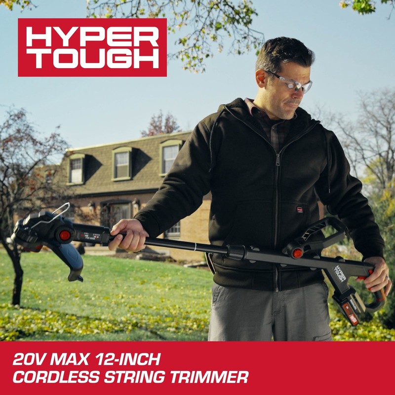 Hyper Tough 20V Brushless 12" String Trimmer Kit 2.0Ah Open Box HT21-401-003-02 gallery
