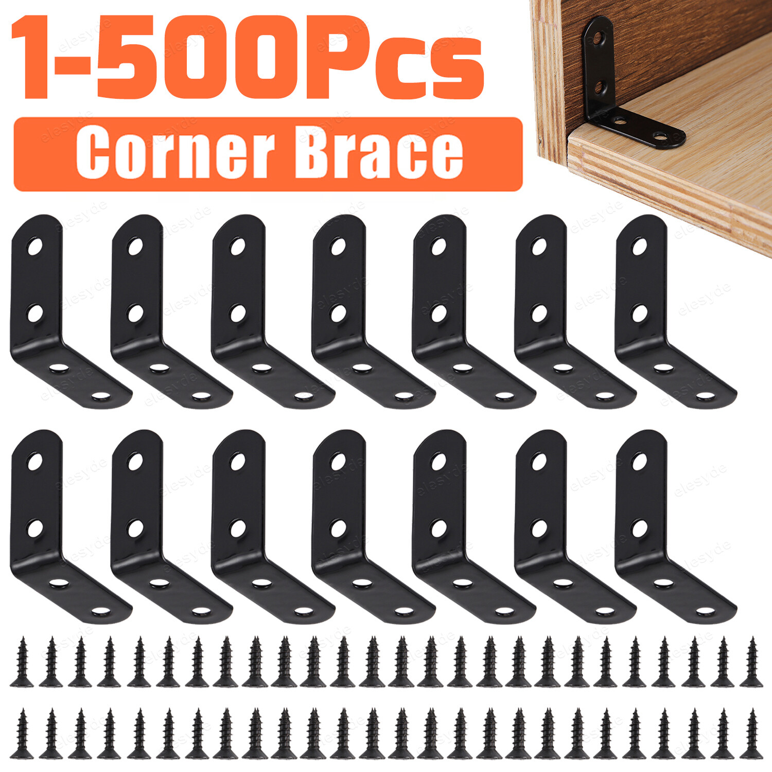Stainless Steel L-Shaped Bracket Corner Brace 1.5in 90 Degree Angle Corner Lot gallery