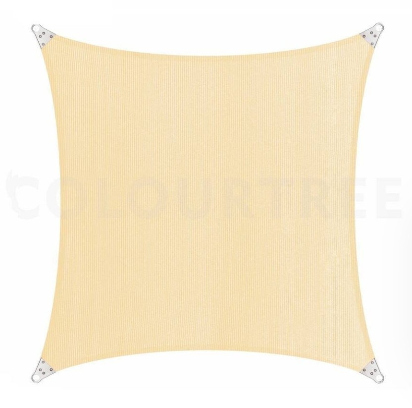 ColourTree 24' x 24' x 24' Beige Square Sun Shade Sail Canopy Mesh Fabric 260GSM gallery