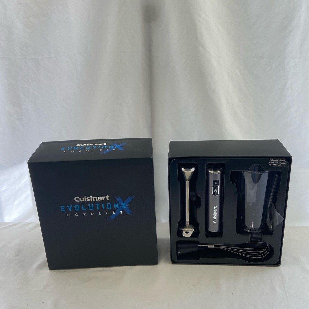 Cuisinart EvolutionX Cordless Hand Blender, Black w/Whisk & Beaker