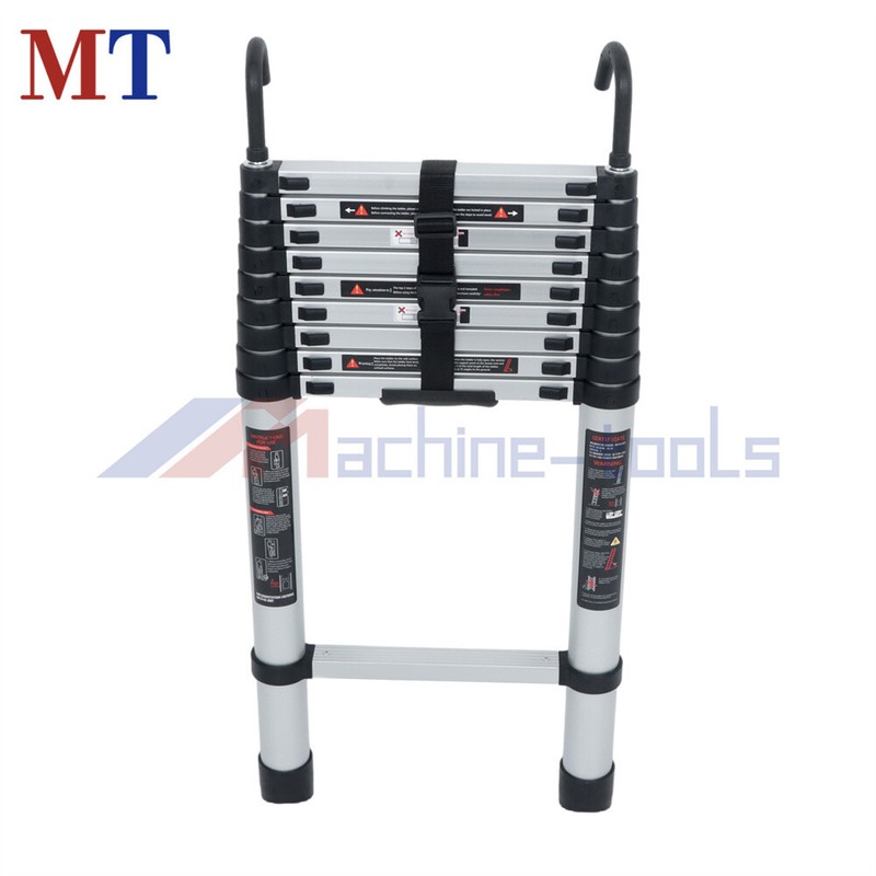 12.5 FT Collapsible Telescopic Extension Ladders Aluminum With Hooks 330lbs gallery