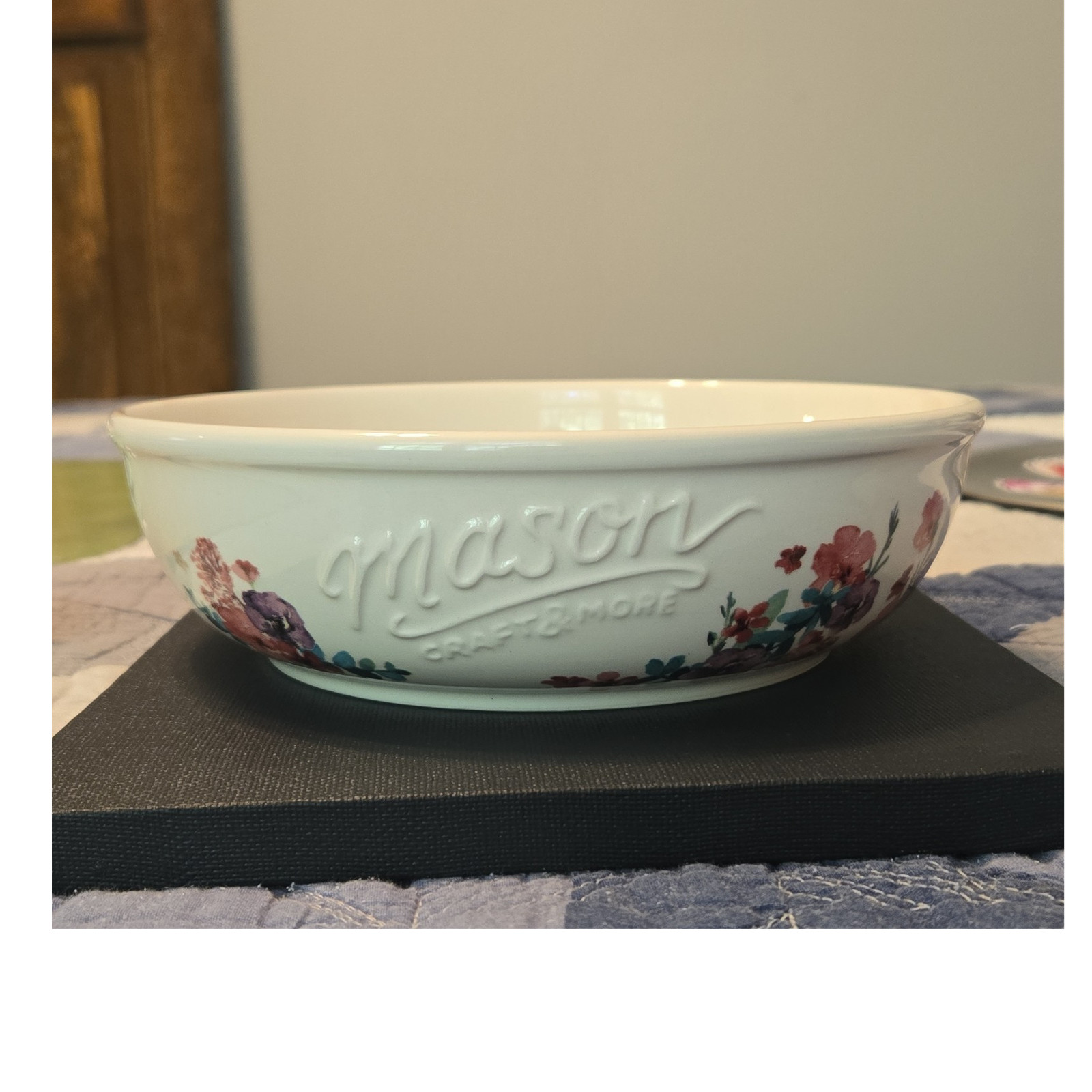 Mason Craft & More Floral Ceramic Round Bowl White Dishwasher & Microwave Safe gallery