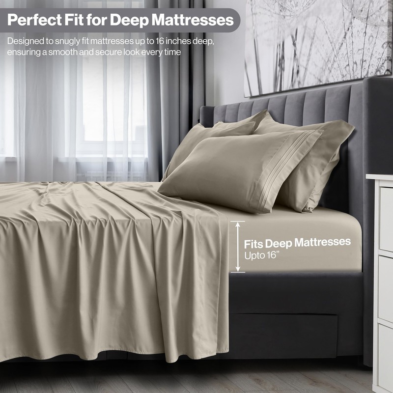 LDC LUX DECOR COLLECTION Bed Sheets - 6 Pc King Size Sheets - High GSM Brushed M gallery