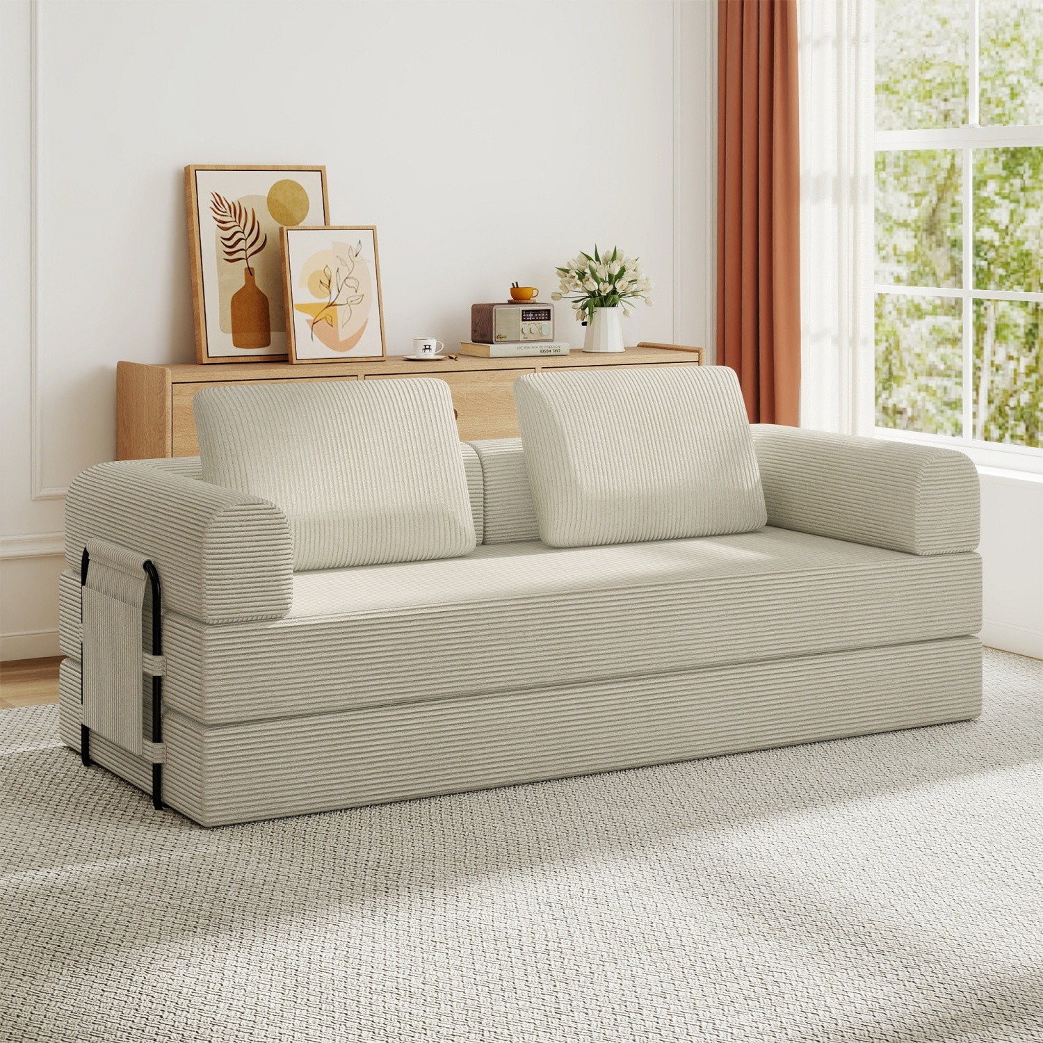 Modern Compression Sofa Folding Sleeper Sofa Bed Floor Couch with Sturdy Frame gallery