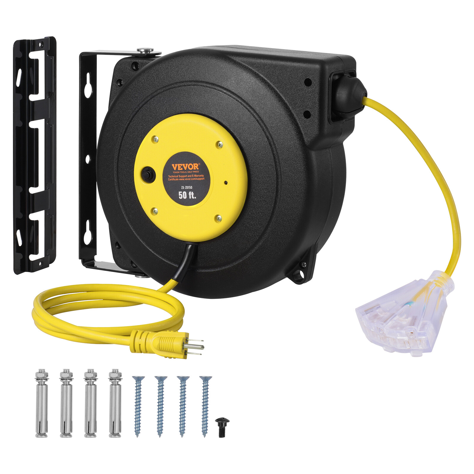 VEVOR Retractable Extension Cord Reel Power Cord Reel 50FT 14AWG/3C SJTOW gallery