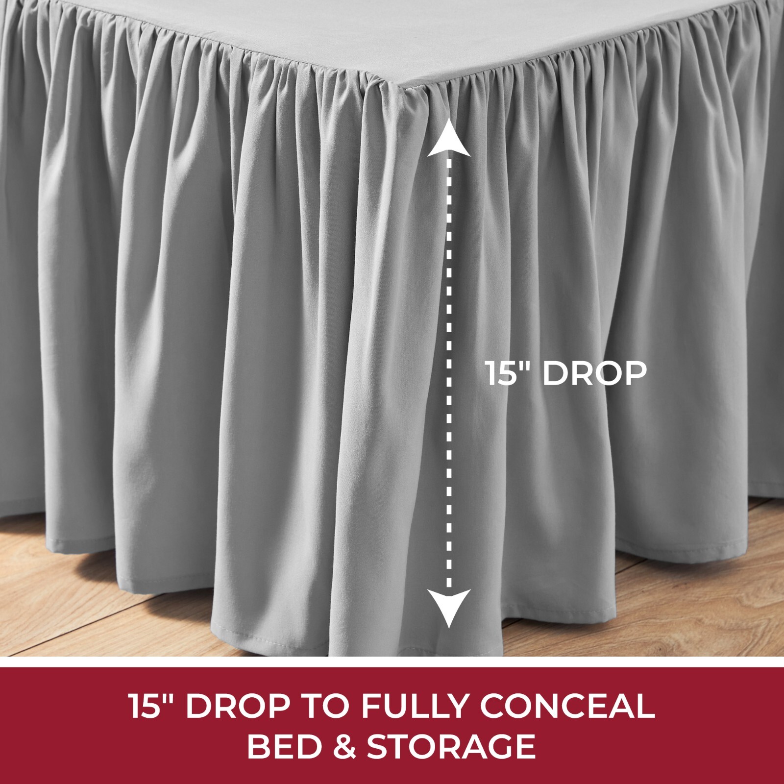 Mellanni Bed Skirt 15-Inch Tailored Ruffled Drop, Bed Frame and Box Spring Cover gallery