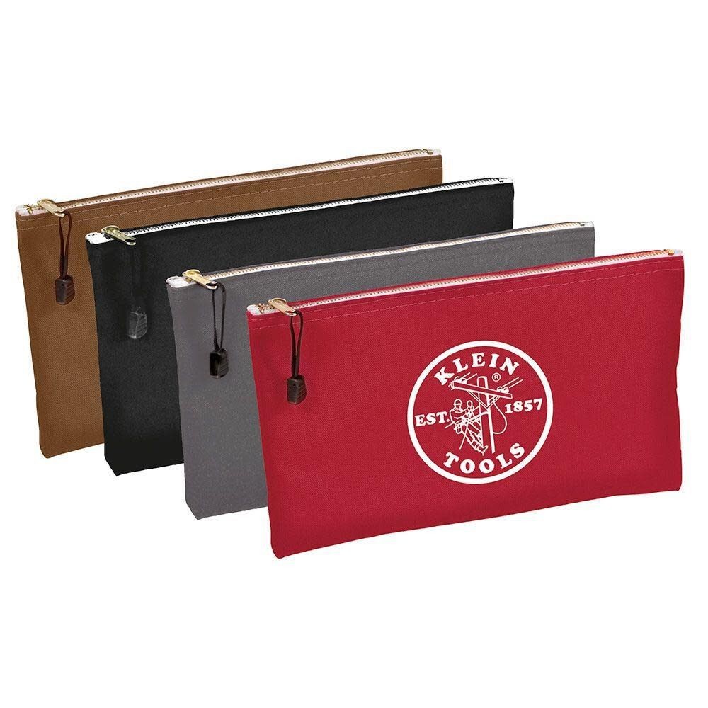 Klein Tools 4-Pack Tool Zipper Pouches - Brown/Black/Gray/Red (5141)