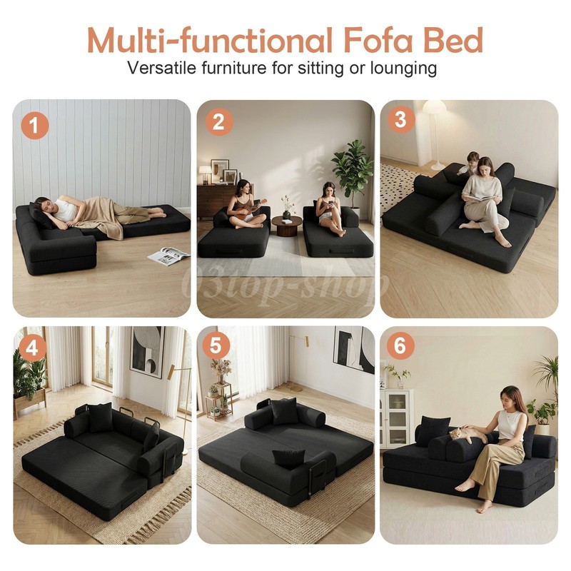 Sofa Bed Couch Sleeper Convertible Pull-Out Bed Couch With Side Pockets Washable gallery
