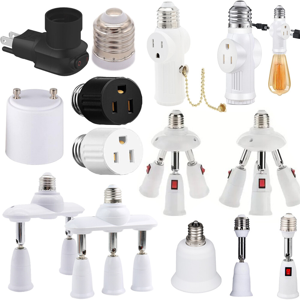 Plug-in Outlet to Socket Adapter Convert Outlet to Light Bulb Socket to E26 E27 gallery