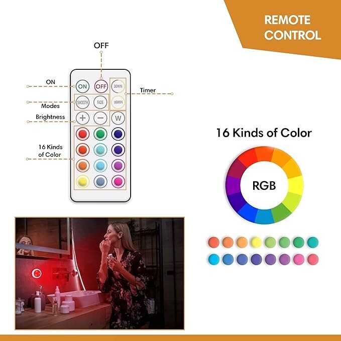 VYANLIGHT LED Puck Lights 16 Colors w/ Remote - Rechargeable Under Cabinet gallery