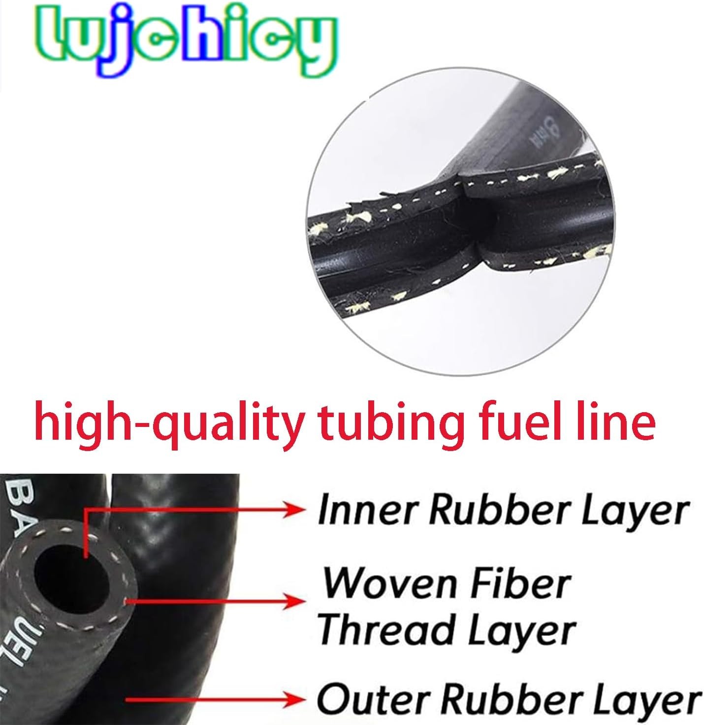 3/8" 1FT Submersible Fuel Hose E85 In Tank Line SAE 30R10 300PSI with 2 Clamps f gallery