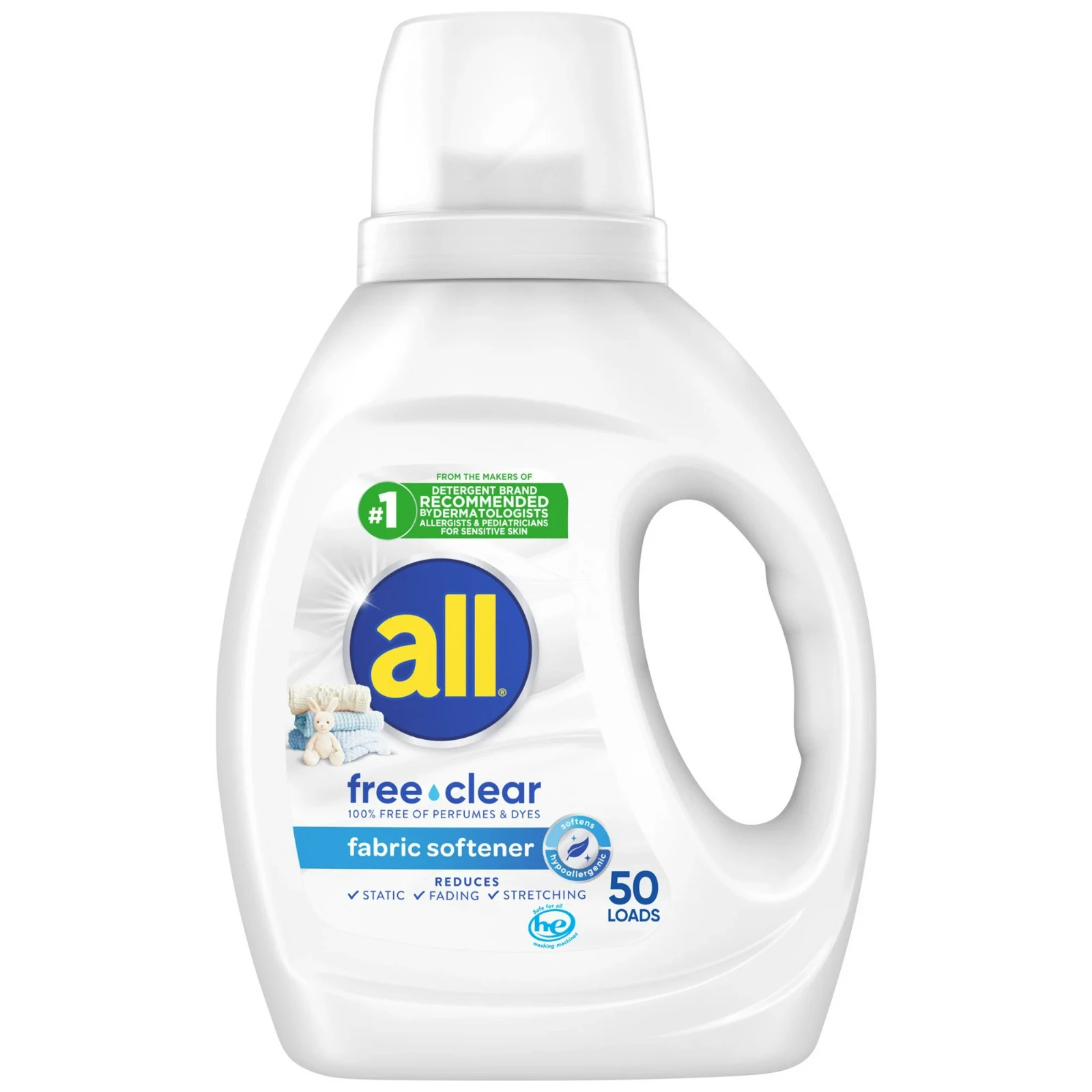 All Liquid Fabric Softener, Free Clear, 34 fl oz, 50 Loads gallery