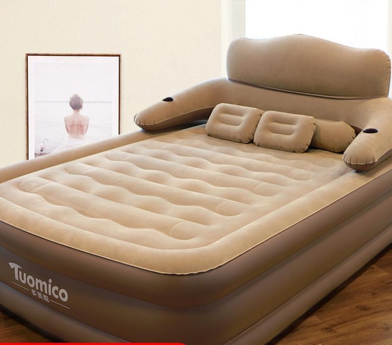 Inflatable High Raised Double King Size Air Bed Mattress with Pump & Pillow Set gallery
