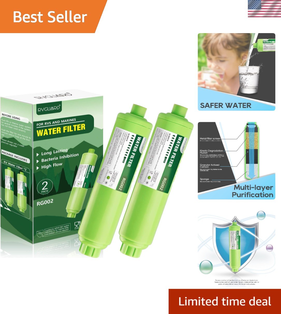 Inline Water Filter for RV & Marine – 2 Pack, Safe Drinking Water gallery