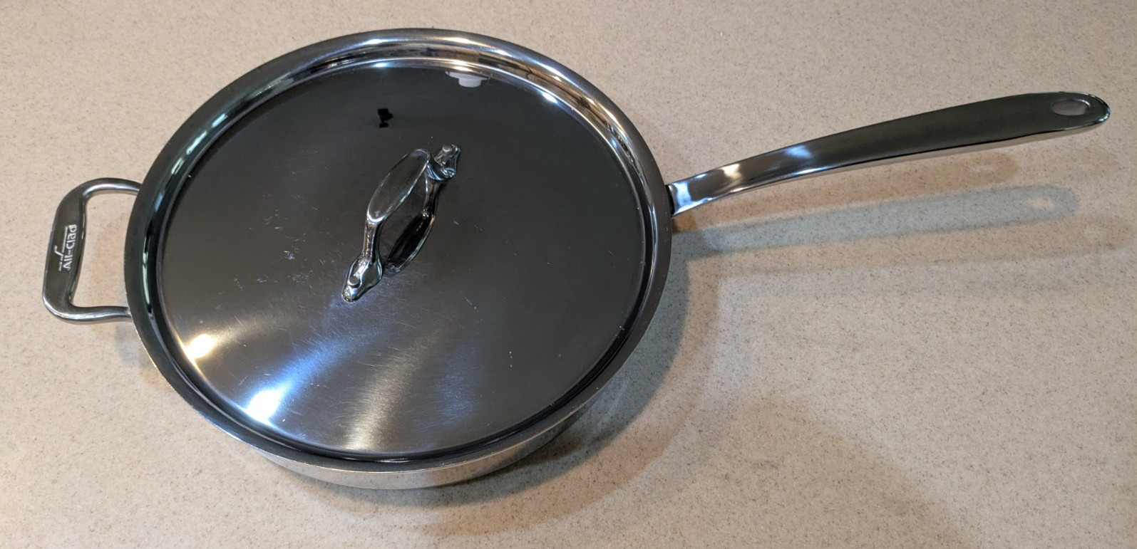 All-Clad D3® Tri-Ply Bonded Stainless-Steel 3-Qt Sauté Pan Double Handle w/ Lid gallery
