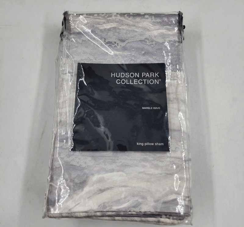Hudson Park Collection Marble Wave King Pillow Sham 20in x 36in - Blue Grey + gallery