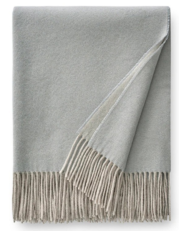 Sferra Renna 100% Cashmere Throw Blanket Bluefin Double Faced Fringed 50x70" New gallery