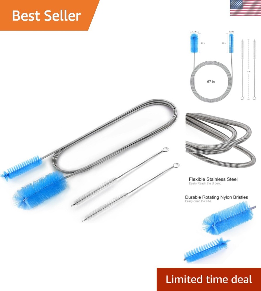 Flexible Long Drain Brush, Double Elastic Ended Nylon Cleaner Hose Tube Pipe ...