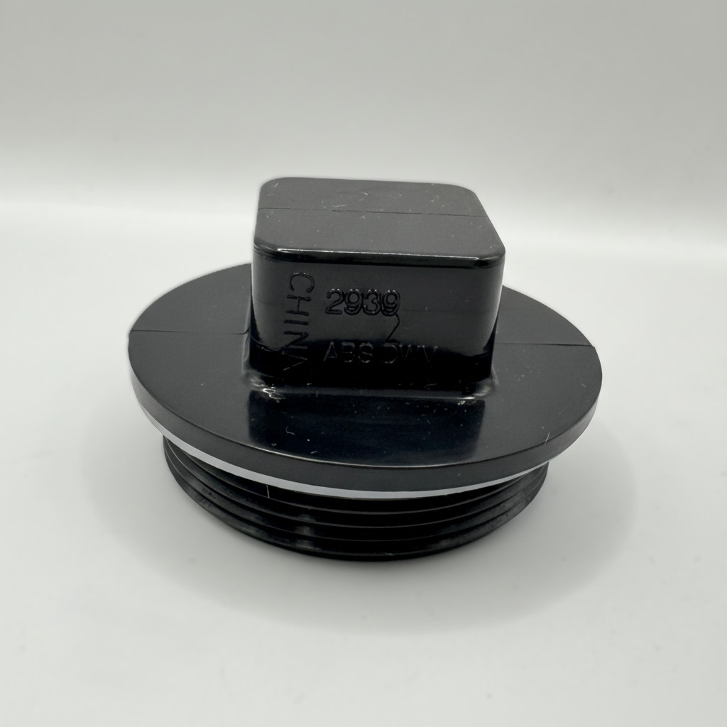 ABS Cleanout Plug DWV Threaded Fitting – With Rubber Gasket – 1-1/2" 2" 3" 4" gallery