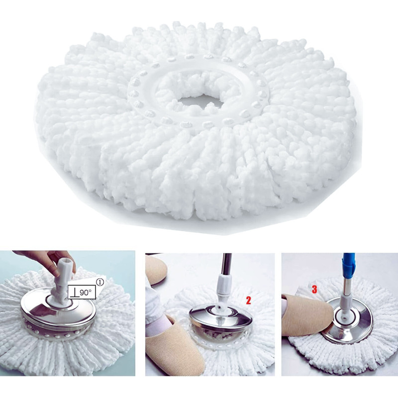 4 Pack 360° Spin Mop Replacement Head, Round Shape Standard Size Microfiber gallery