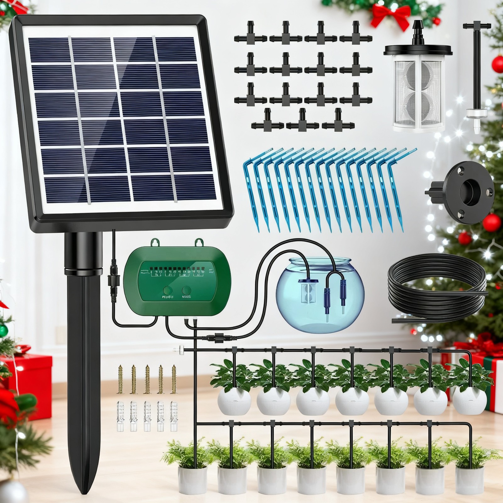 Solar Automatic Watering Kit for Garden Automatic Drip Pipe Watering Garden NB gallery