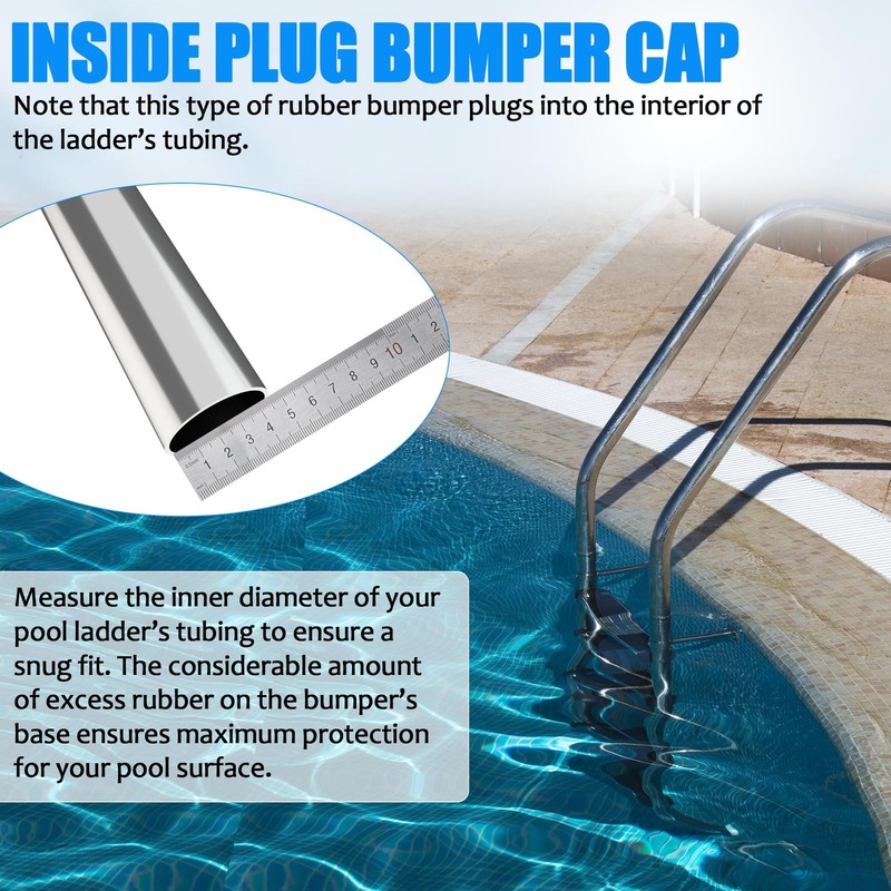 2 Pack Inside Pools Ladder Bumpers White Rubber End Plugs 1.9 Inch Tubing Caps gallery