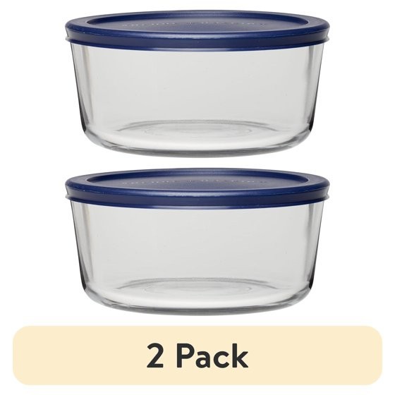 (2 pack) Anchor Hocking Glass Food Storage Container with Lid, 7 Cup Round gallery