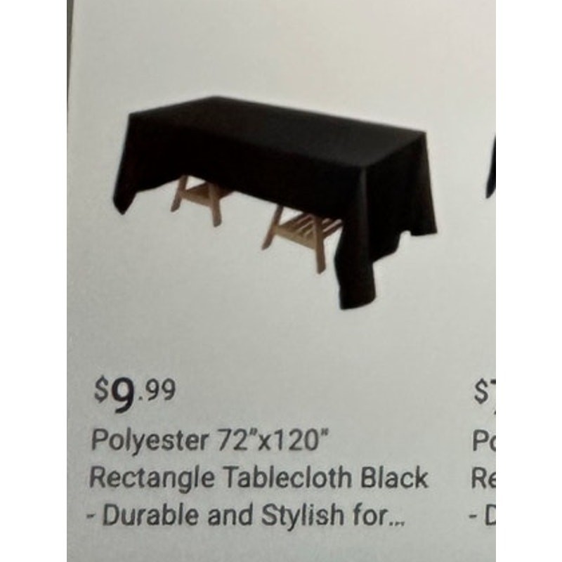 NWT - 2 Large Black Polyester Tableclothes - 90 x 132 & 72 x120 gallery