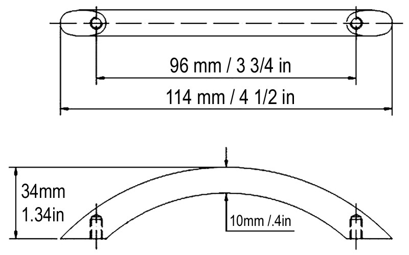 House Guard Hardware Satin brushed nicke Kitchen Cabinet Arched pull 3 3/4" 96mm gallery