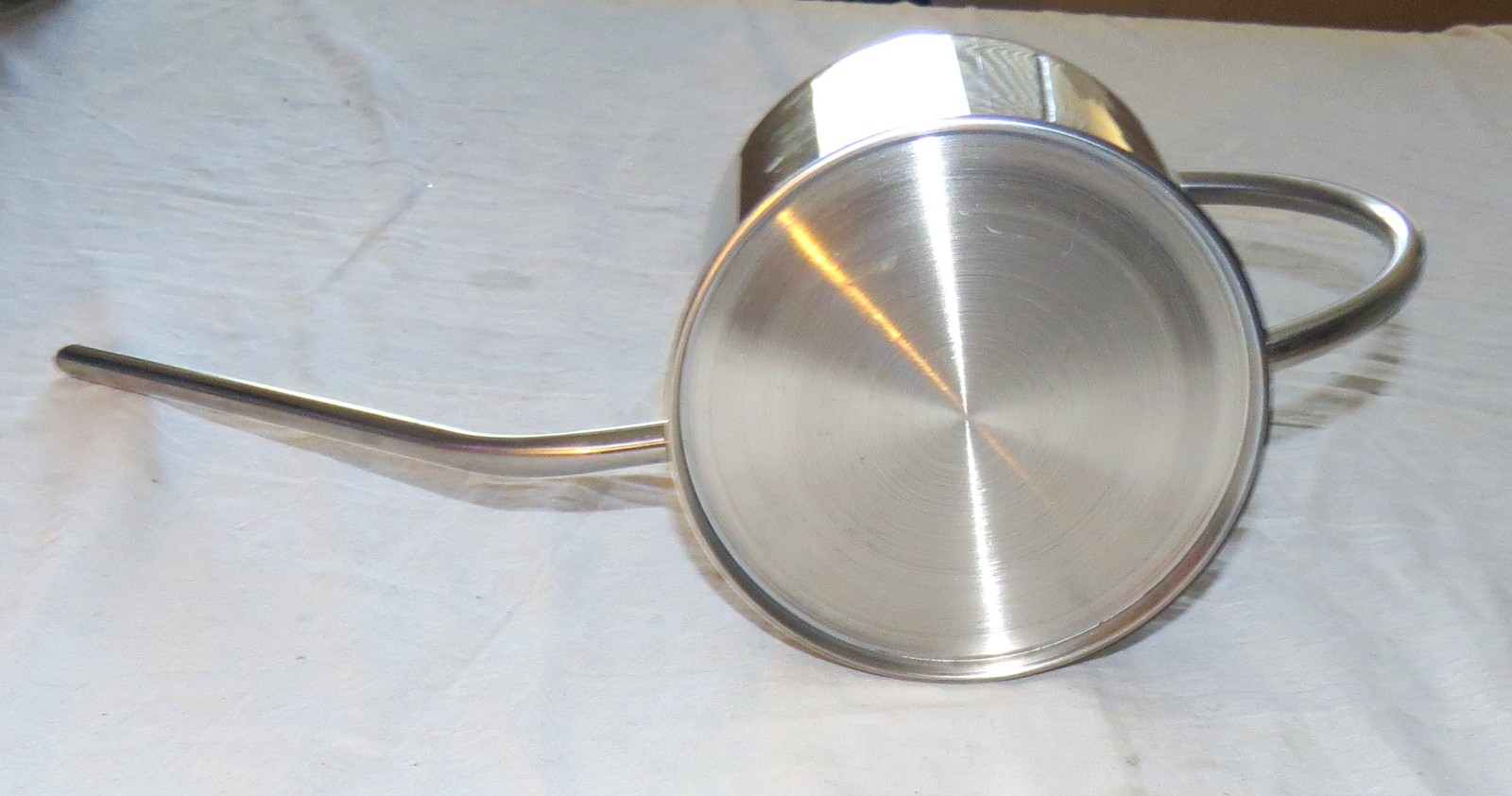 Watering Can - Silvertone Metal - Round Body - 15 inches total length gallery