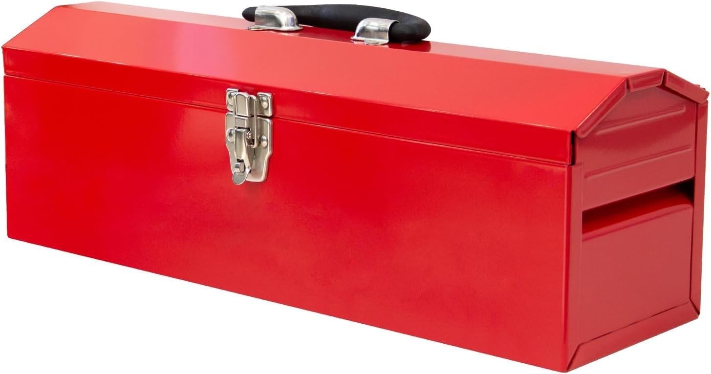 Portable 19" Metal Tool Box Storage Tray Bin Workshop Tool Parts Organizer RED gallery