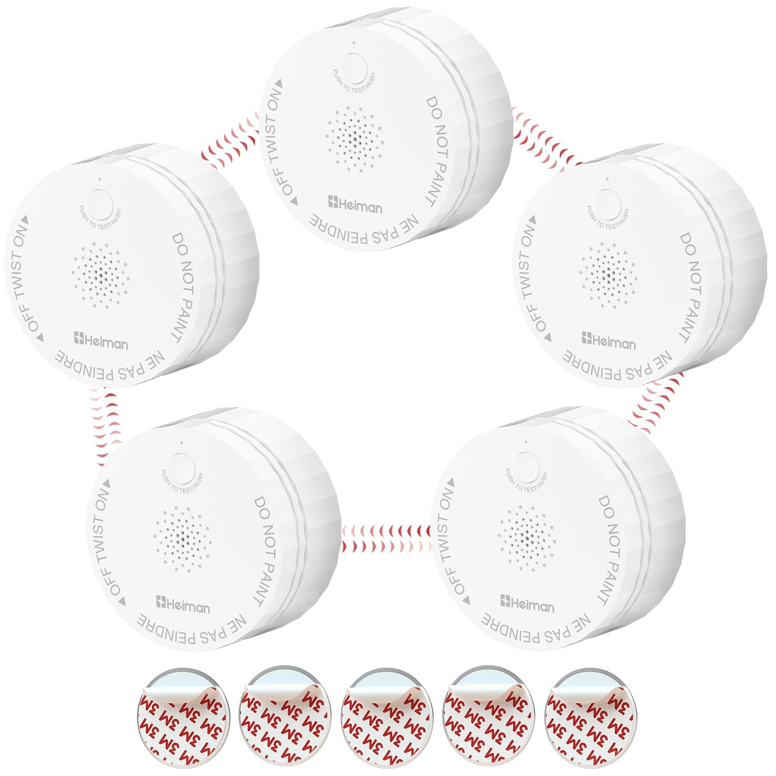 Smoke Detector Wireless Interconnected Battery Operated 5 Pack Heiman UL 10th gallery