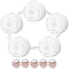 Smoke Detector Wireless Interconnected Battery Operated 5 Pack Heiman UL 10th