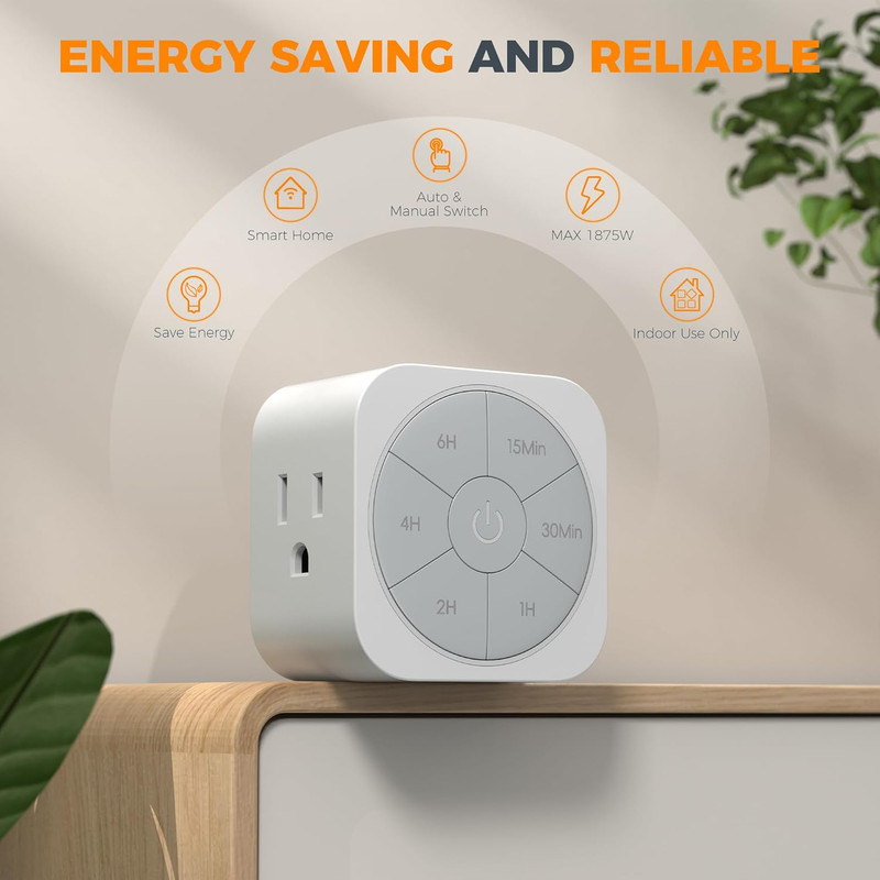 Outlet Timer Indoor 2 Pack, Countdown Timers for Electrical Outlets up to 6H for gallery