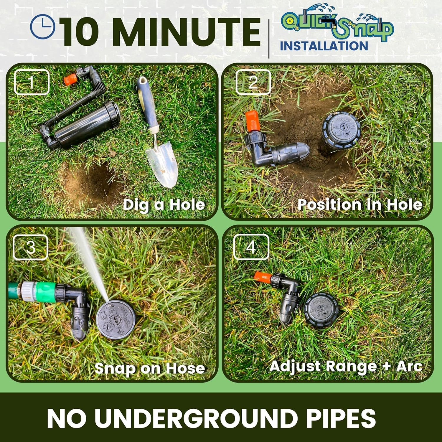 Quick-Snap QSK-745 In-Ground 5-Inch Pop-Up Adjustable Sprinkler 5-Pack With Hose gallery