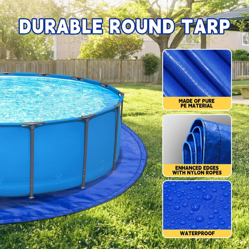 RAINDEWAY 12FT Pool Liners,Swimming Pool Ground Cloth,Multipurpose Round Tarp... gallery