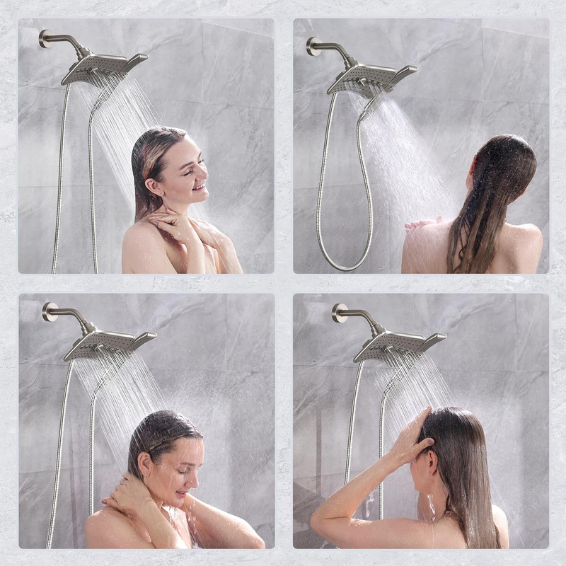 Brushed Nickel Shower Combo - Fixed and Handheld Heads with Grey Faceplates gallery