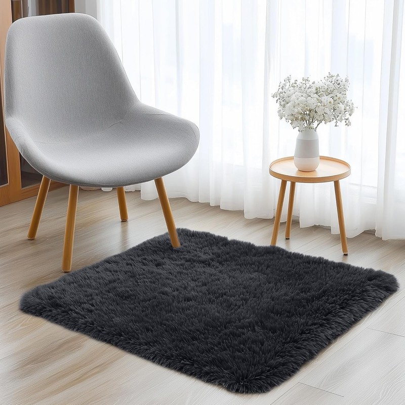 2X3 Machine Washable Small Bedside Rug, Soft Fluffy Shaggy Entryway Throw Rugs f gallery
