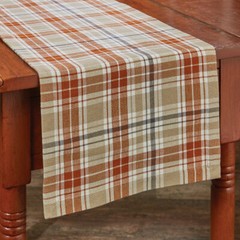 NEW CINNABAR Table Runner Plaid 54″ RUST TAN CREAM GRAY Kitchen Farmhouse Rustic